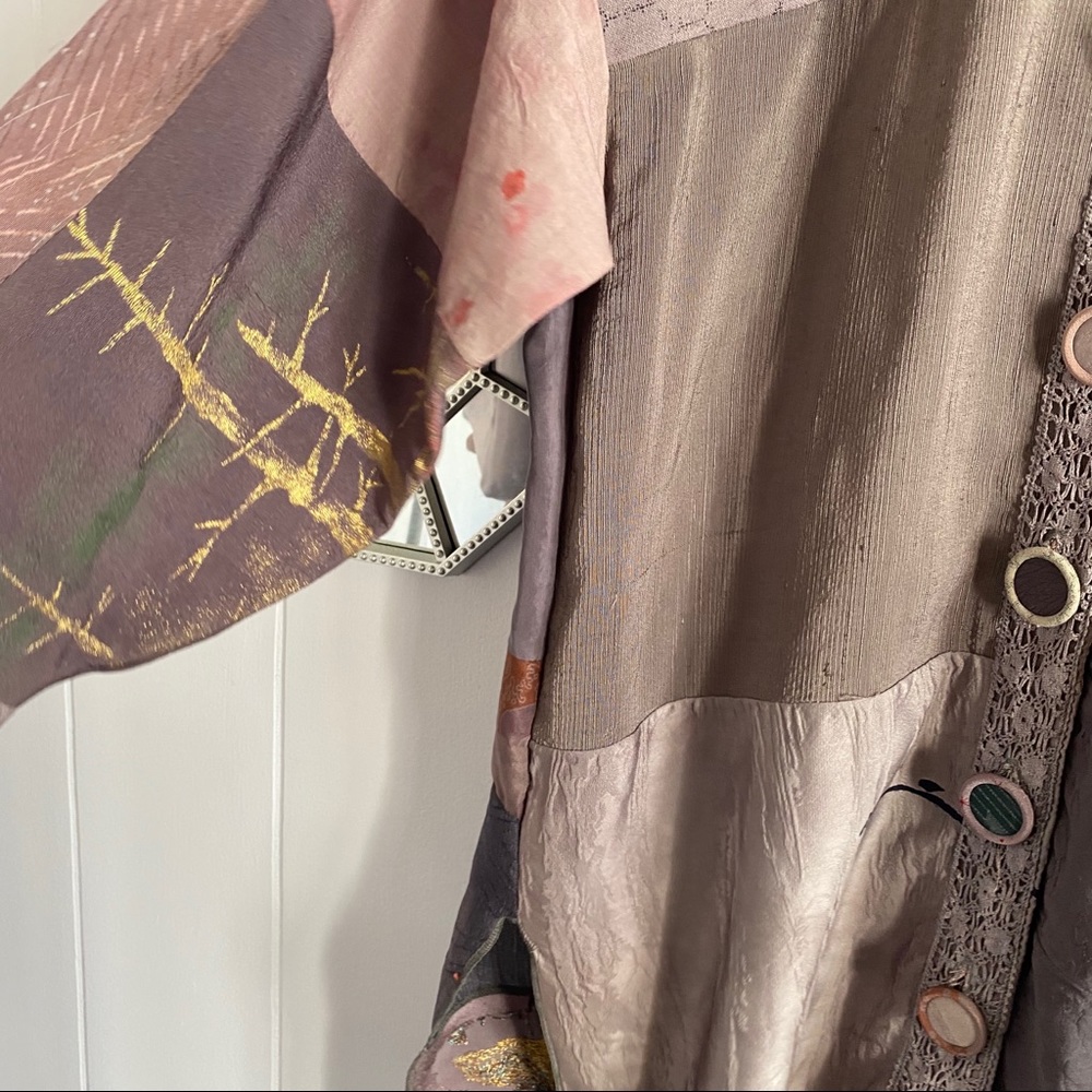 Boho Chic Patchwork Pink Lavender Oversized Blouse - image 3